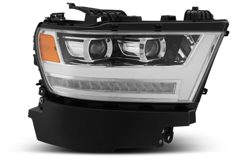 AlphaRex PRO-Series projector headlights for 2019-2020 Ram 1500, featuring a sleek plank style chrome design.